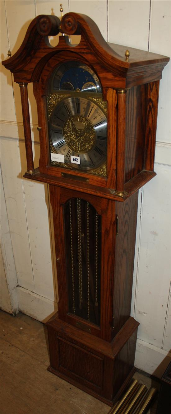 Oak grandmother longcase clock